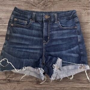 American Eagle Outfitters Dark Blue Jean denim Shorts next level stretch 4